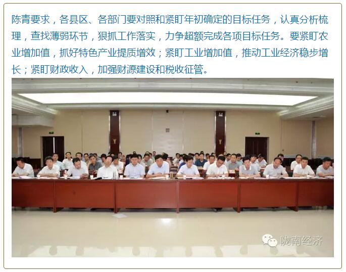 陳青在市政府全體會議上強調(diào)：緊盯一個目標抓好九大任務(wù)落實強化三項保障，確保全市經(jīng)濟社會持續(xù)快速發(fā)展